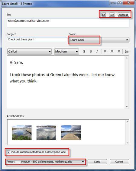 Lightroom 4 web mail email dialog