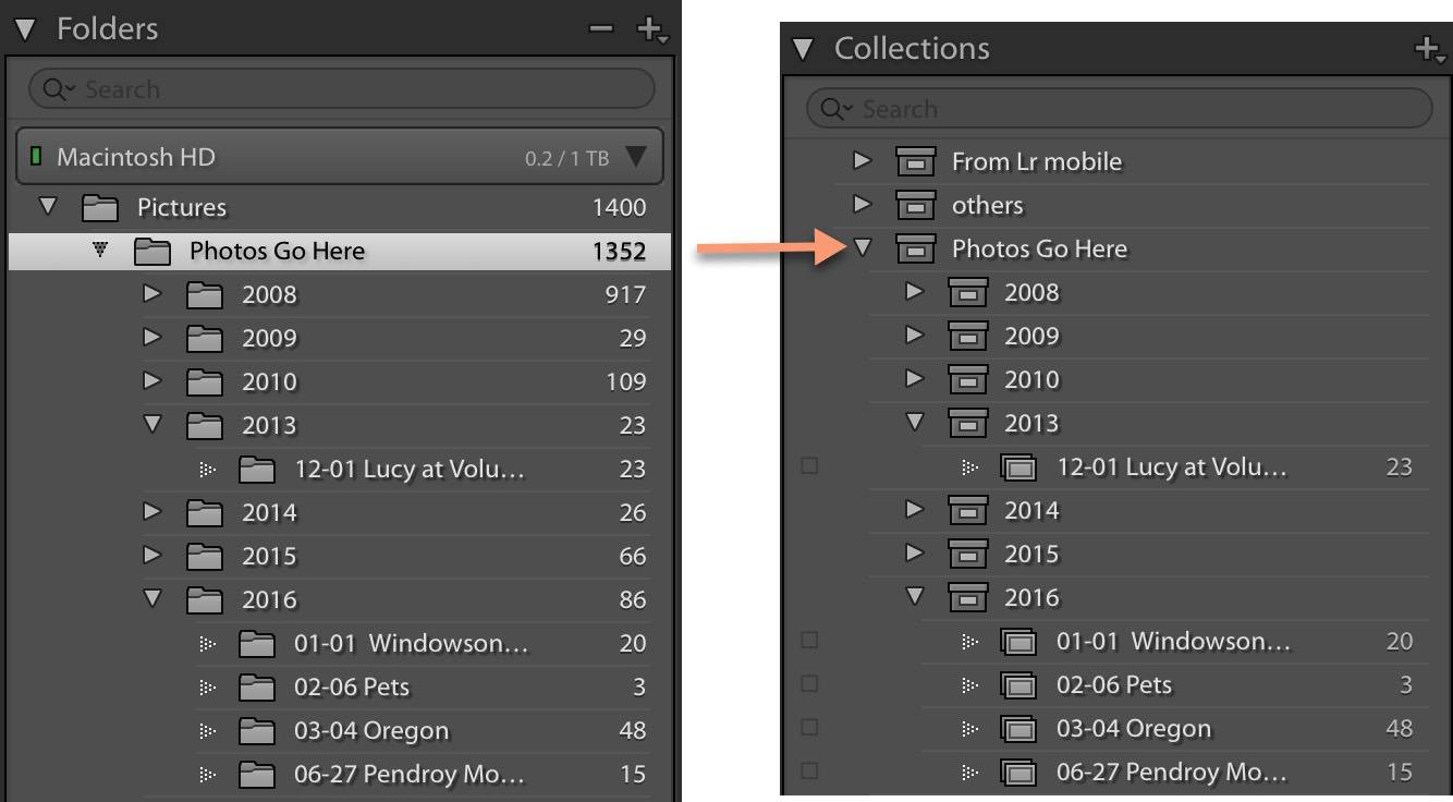 Create collections from folders in Lightroom Classic