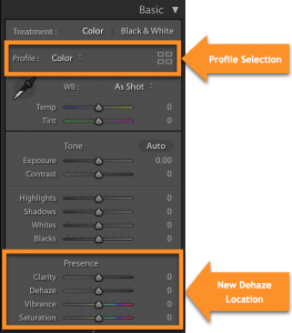 Lightroom Classic 7.3 with Profiles and Relocated Dehaze