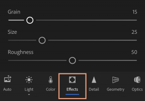 Add grain in Lightroom CC iOS
