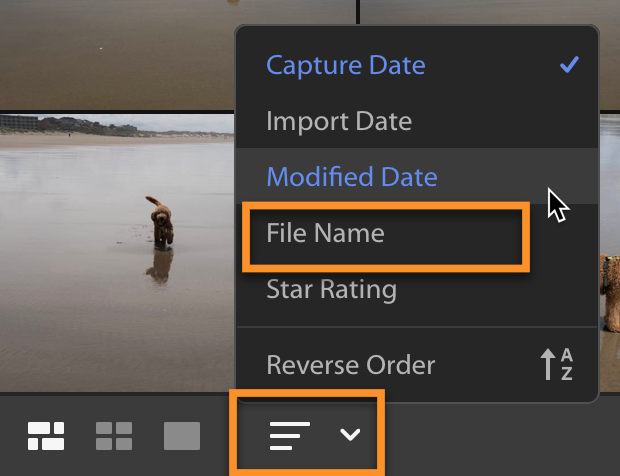 Lightroom CC: Change Sort Order