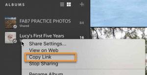 Share an Album from Lightroom CC