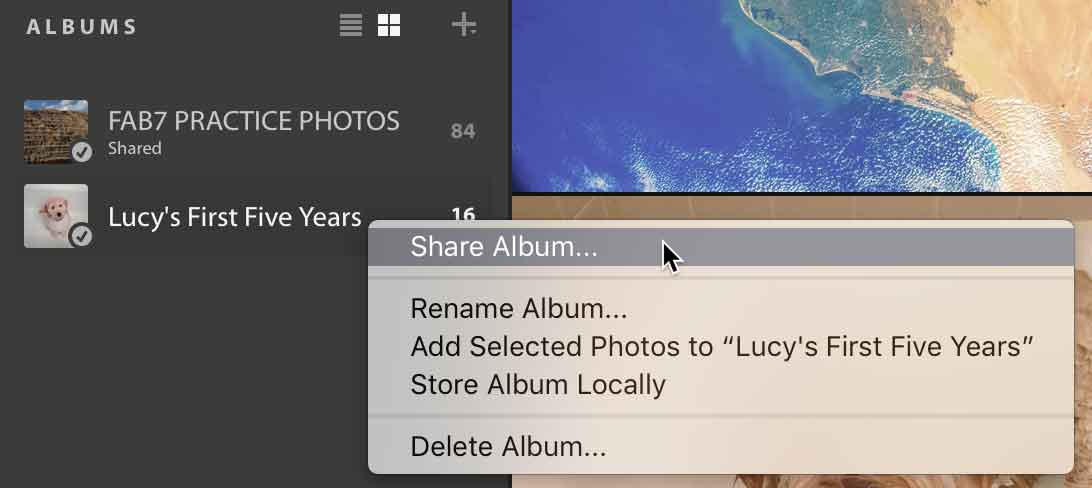 Share an Album in Lightroom CC