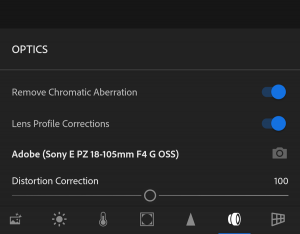 Lightroom CC Android - Optics