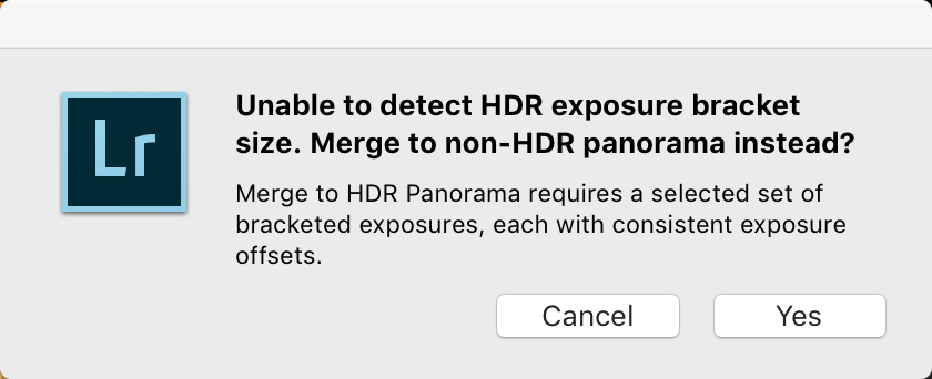 Lightroom unable to detect HDR exposure bracket size