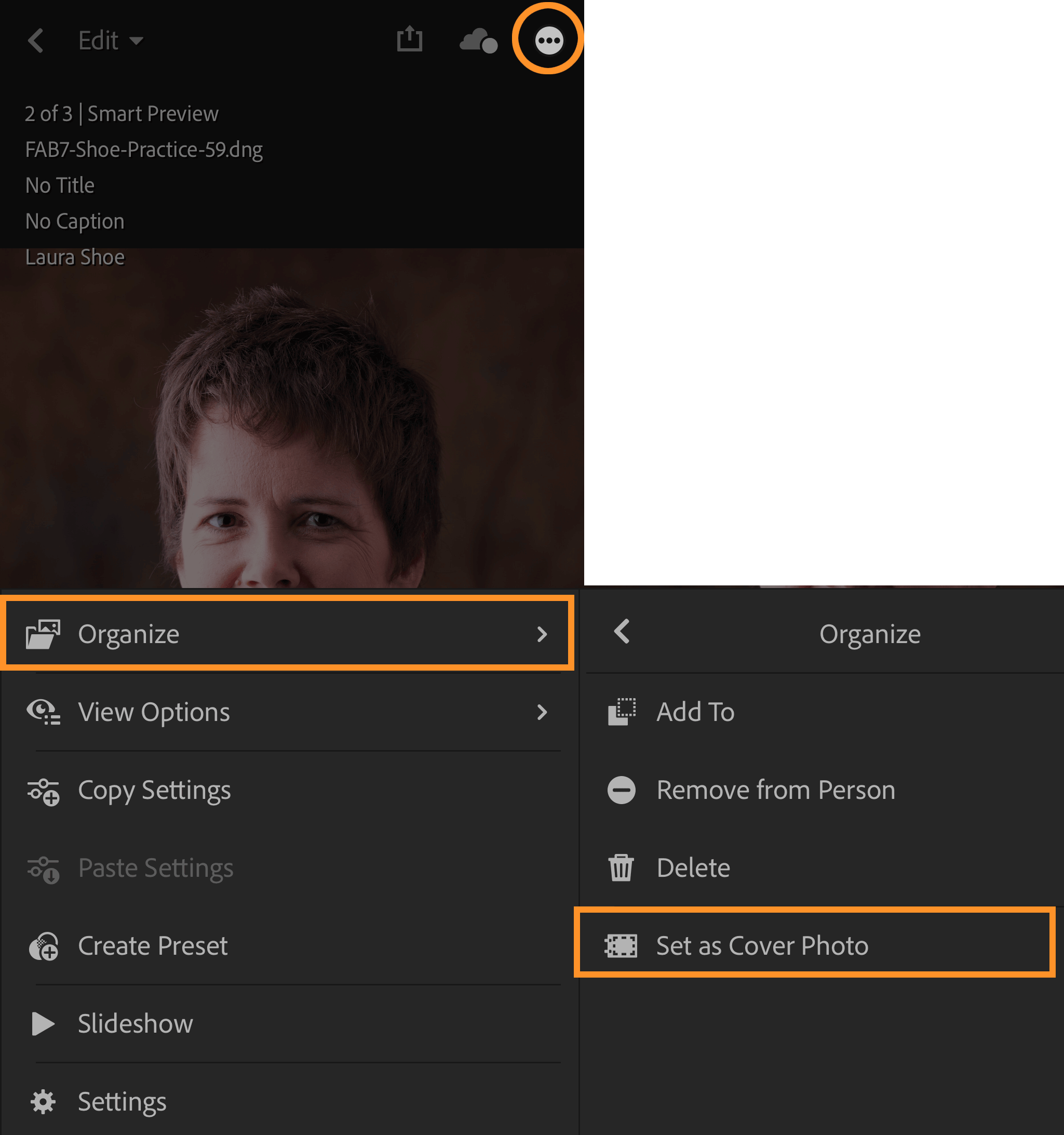 Lightroom CC iOS: Set Person Cover Photo