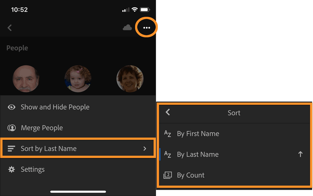 Lightroom CC iOS: Sort People by Name