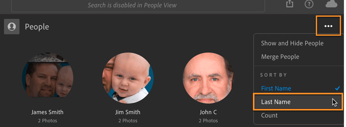 Lightroom CC: Sort People by Last Name