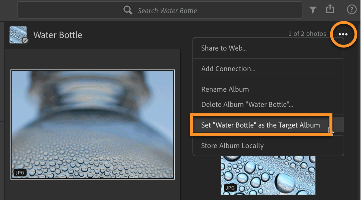 Lightroom CC: Set as Target Option