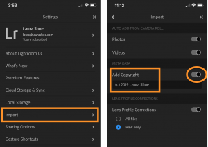 Set Copyright Preference in Lightroom CC