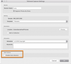 Tethered Capture Settings in Lightroom Classic CC