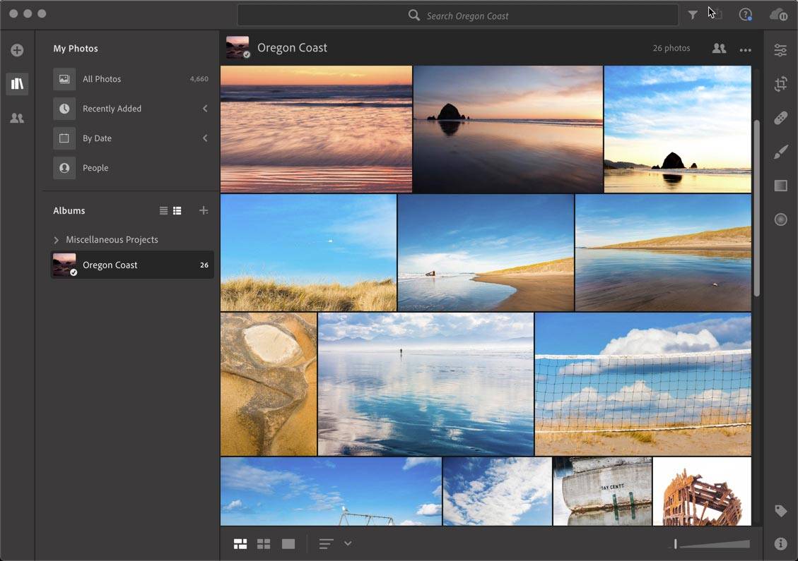 Cloud-based Lightroom looks like this