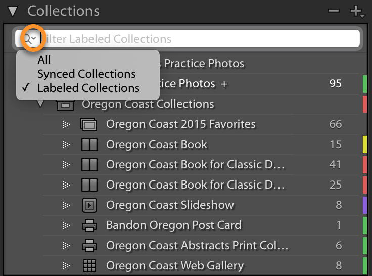 Color labels for collections and collection sets in Lightroom Classic