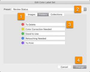 Lightroom Classic Modify Color Label Sets