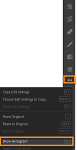 Display the histogram in the cloud-based Lightroom