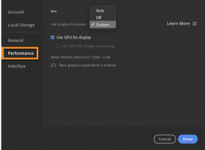 Lightroom Desktop GPU Performance Feature