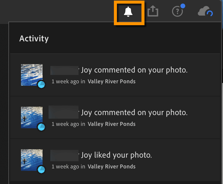 Cloud-Based Lightroom Like and Comment Notifications